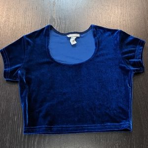 Royal Blue Stretch velvet crop top S M belly dancing